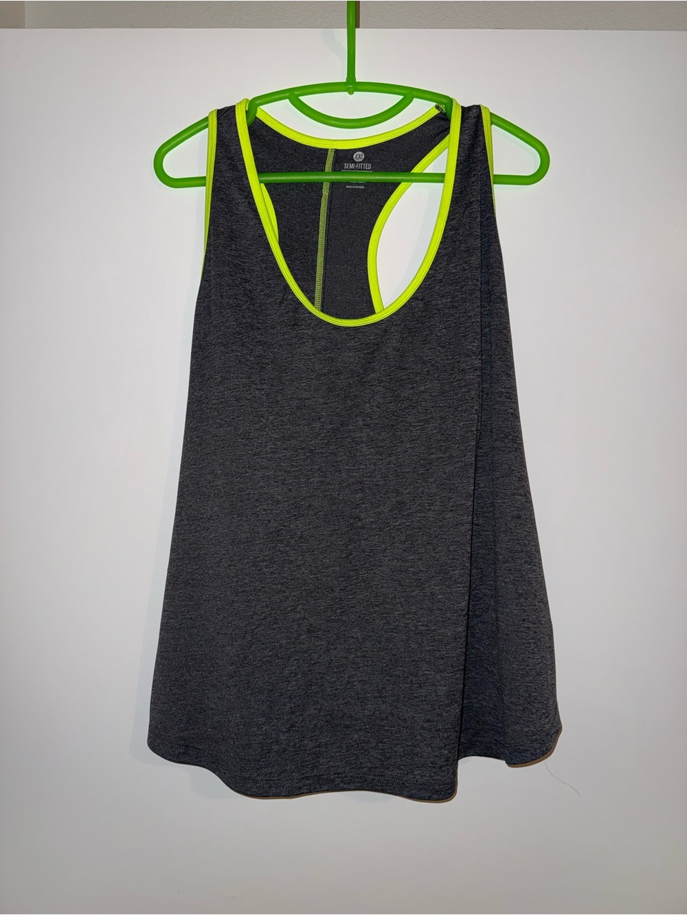 Old Navy Dark Gray Racerback Tank with Neon Lime Trim